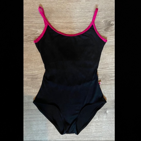 SOLD!!! Yumiko Leotard - Pink Velvet and Black Microfiber, Fiona Mesh, Women’s S - Picture 2 of 3